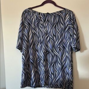 Jones New York Black and White Graphic 3/4 Sleeve Blouse